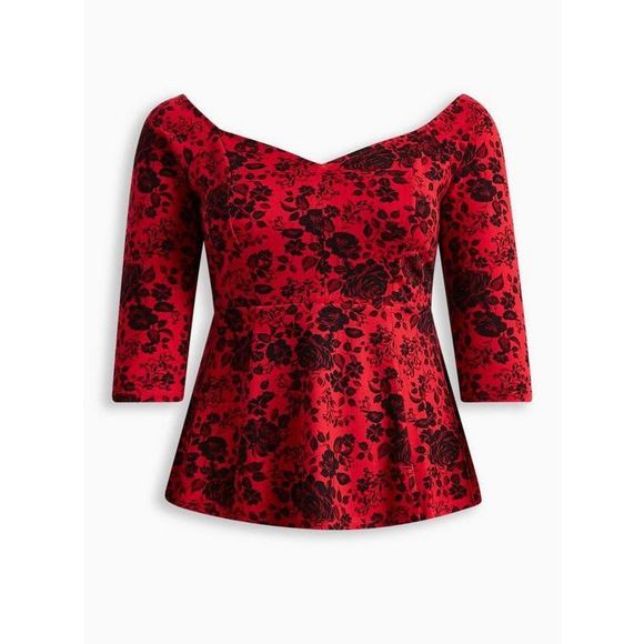 torrid Tops - Torrid Ponte Sweetheart Peplum Top (Sz 2)